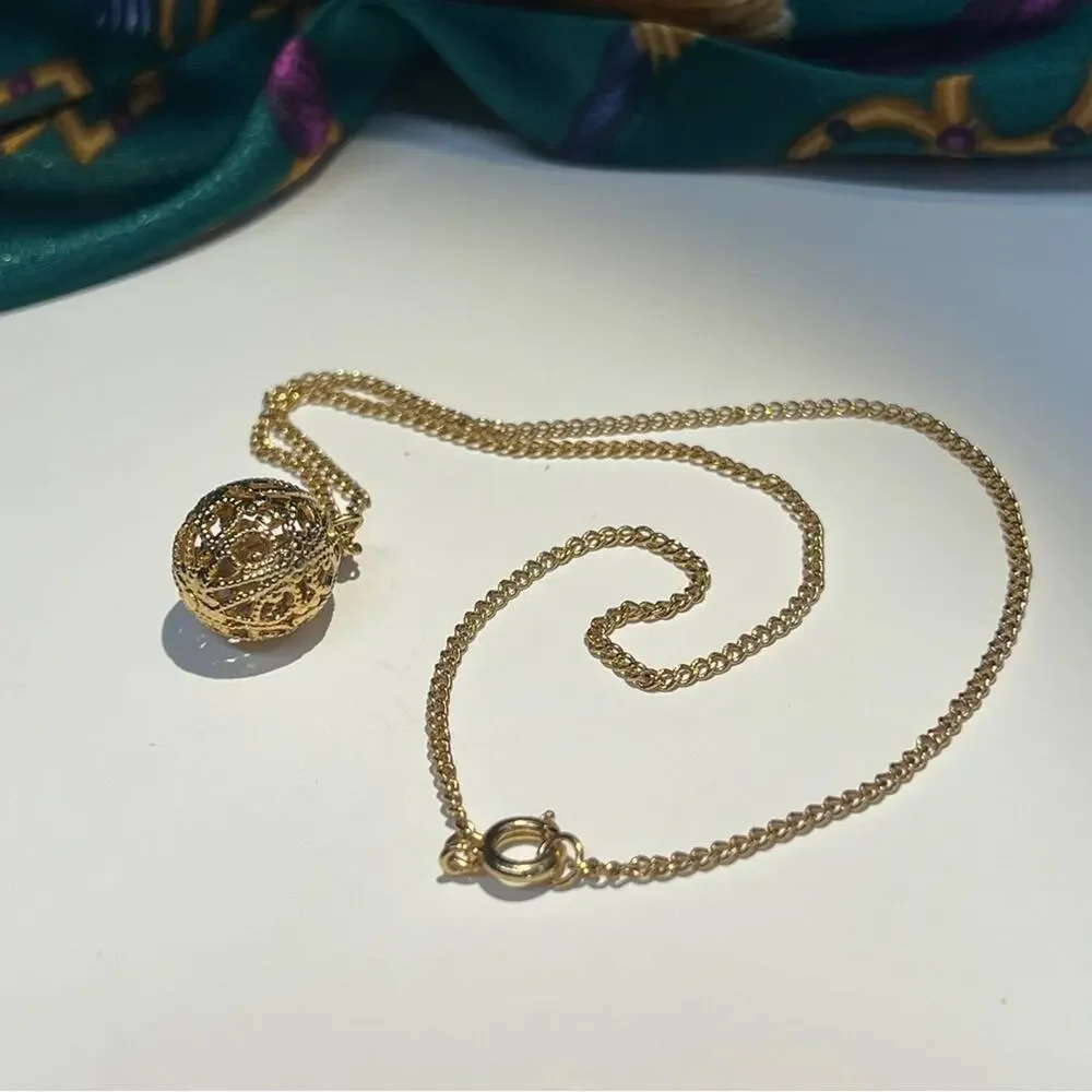 JUDY LEE VINTAGE 1950s Sphere Gold Tone Necklace 9”